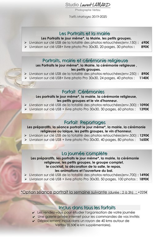 Tarif Mariage, photographe Nantes